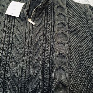Belvedere Black Chunky Cable Knit Men's XL Cardigan Vintage NWT Old Money Lux